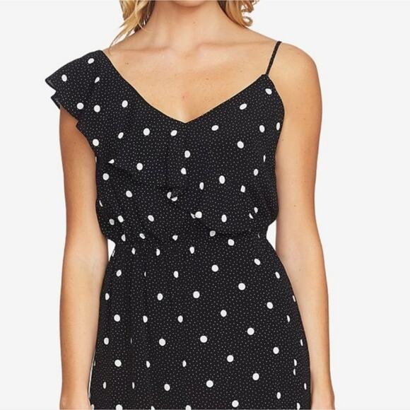 1. State Ruffled Polka Dot High Low Dress One Shoulder Midi Party Cocktail Small - Picture 3 of 16